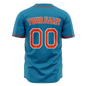 Chemise de baseball personnalisée pour jeunes par sublimation, nom d'équipe 00, bleu, polyester respirant, boutonnée, manches courtes, vêtements de sport pour adultes - Product Image 2