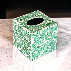 Caja de pañuelos con incrustaciones de resina de diseño moderno personalizado de alta calidad con cubierta de remolino para hospitalidad y decoración del hogar de FWE - Product Image 2