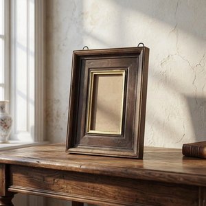 Vintage Dark Wooden Photo <b>Frame</b> Gold Inner Border Antique Tabletop Picture Holder Rustic Hanging Portrait <b>Wall</b> Gallery Decor - Product Image 6