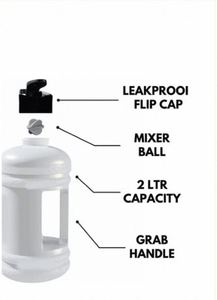 2.0 L Plastic <b>Water</b> Jug Bottle Leakproof Large Capacity Sports Drinking <b>Container</b> with Lid for Gym Travel - Product Image 2