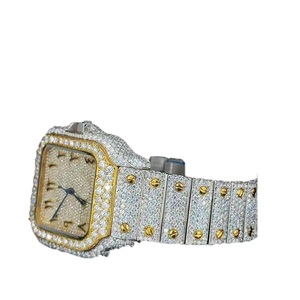 Luxury Antique Fashion Moissanite <b>Watch</b> <b>Diamond</b> Encrusted Rubber Case Square Quartz 41mm 21mm Band Glass Crystal Butterfly Clasp - Product Image 1