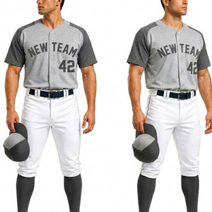 Nuevo Conjunto de Uniforme de Béisbol para Hombre, Jersey Gris, Pantalones Blancos, Poliéster Transpirable, Talla Adulto 42 - Product Image 1
