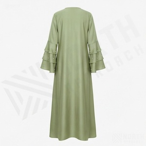 2025 OEM Kimono Abaya pour femmes musulmanes, en tissu polyester épais, doux et très extensible, col en V, manches longues, pour fêtes, Ramadan, mariages - Product Image 2