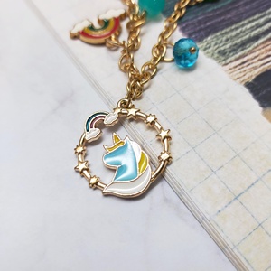 Pulsera de Aleación de Zinc con Unicornio, Cuentas de Arcoíris, Decoración de Hadas, Ajustable, Joyería de Fantasía para Uso Diario - Product Image 2