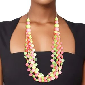 Collier long marbré rose et vert pour femme, bijou de mode élégant, collier à perles, pendentif stylé, accessoire de fête, cadeau - Product Image 6