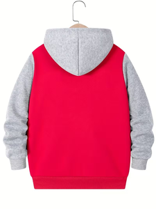Baby Classic Color-Block Style Zip-Up Hooded Jersey Sweatshirt 100% Cotton Autumn Winter Knitted Comfortable Casual Cardigan - Product Image 2