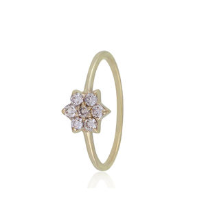 Anillo de banda hecho a mano en oro amarillo de 14k con forma floral de diamante natural, joyería fina al por mayor, anillo de regalo de aniversario para ella. - Product Image 2