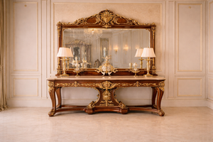 Imperial Style Italian Hand-Carved Teak Wood Dresser Set Grand Baroque Style Dresser With <b>Mirror</b> Buy Customized Dressing <b>Table</b> - Product Image 6