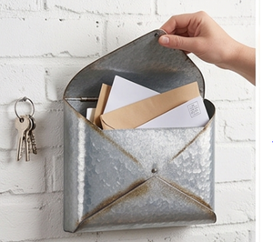 Boîte aux lettres moderne en tôle galvanisée grise avec design mural, idéale pour le jardin, le bureau, le courrier et le stockage de colis - Product Image 2