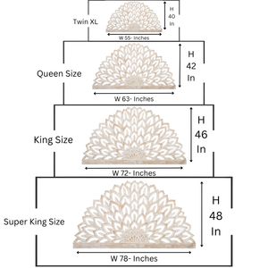 Tête de lit sculptée en bois Smart Art, taille Queen, motif demi-lune et fleur de lotus lavée, en bois d'ingénierie, mobilier de chambre à coucher - Product Image 6
