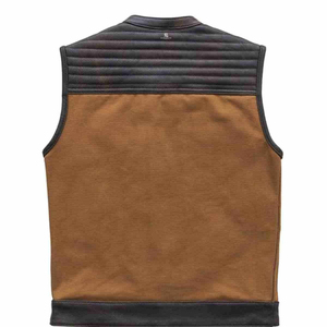 Men's Premium <b>Leather</b> Biker Vest Wholesale Adults Custom OEM ODM Motorcycle <b>Sleeveless</b> <b>Jacket</b> Casual Outerwear - Product Image 3