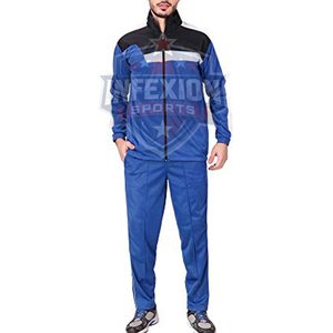 Survêtement Homme Bleu Color Block Manches Longues Col Montant Fermeture Éclair Style Sportif Respirant Polyester Idéal Automne - Product Image 4
