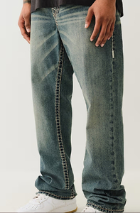 Jeans de Mezclilla para Hombre, Corte Recto, Holgados, Transpirables, Lavado a la Piedra, Estilo Casual, Algodón de Peso Medio, para Otoño - Product Image 2