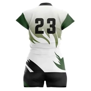 Unisex Sublimated <b>Volleyball</b> Uniform <b>Set</b> White Greenish Black 23 Printed Fitted Moisture Wicking Sleeveless All Seasons Custom - Product Image 2
