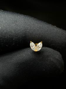 Pendientes góticos de oro macizo de 14K con diamante marquesa cultivado en laboratorio para perforación de cartílago helix, joyería fina y delicada, regalo para ella. - Product Image 1