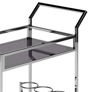 Carrello bar cromato Watts da 26 pollici, eleganti mobili bar con finitura cromata - Product Image 2