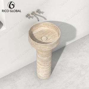 Lavabo de pedestal independiente redondo moderno para baños de hoteles o residenciales - Product Image 2