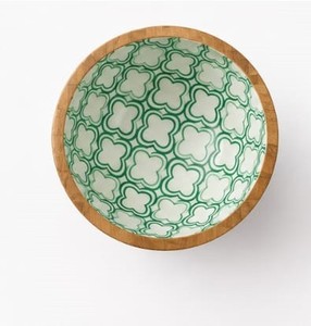 Ensemble de bols de service en bois faits à la main avec impression décorative en émail, bols à salade, à soupe et à mélanger - Product Image 5