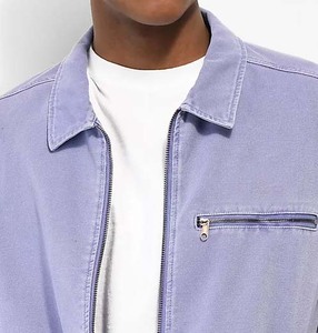 Veste de travail bio personnalisée en coton robuste avec col rabattable, veste utilitaire en toile camouflage avec fermeture éclair pour homme - Product Image 4