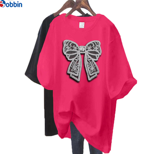 T-shirt streetwear surdimensionné personnalisé - Jersey en coton doux avec motif nœud, T-shirt femme style épaules tombantes très tendance - Product Image 3
