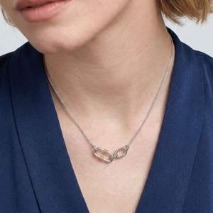 Collier trombone bicolore en laiton, chaîne à maillons, bijoux minimalistes pour femme - Product Image 2