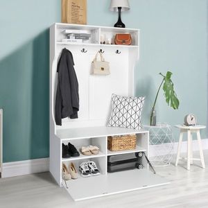 Armadio Indipendente Bianco con Scaffali Multipli e Ganci Appendiabiti per Camera da Letto e Veranda - Product Image 2