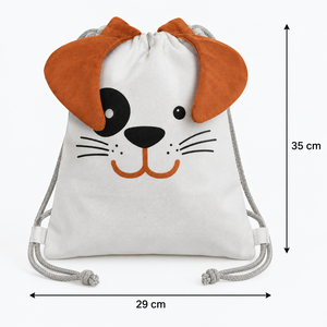 Sac de sport en coton 300 GSM avec cordon de serrage, 29x35 cm, blanc cassé, imprimé chien, sac à dos, pochette, logo personnalisé, vente en gros, OEM, marque privée, B2B, éco-responsable - Product Image 4