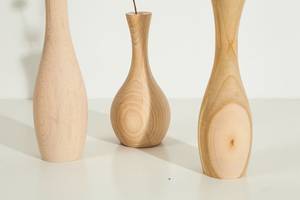 Vase en bois massif artisanal, finition rustique, design moderne pour fleurs artificielles, décoration de mariage, bureau, intérieur contemporain - Product Image 5