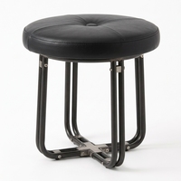 Tabouret moderne portable et léger en acier inoxydable, revêtement en similicuir, chaise d'appoint minimaliste pour chambre à coucher, durable et fait main