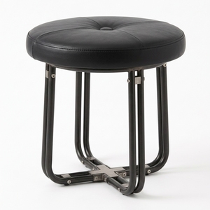 Tabouret moderne portable et léger en acier inoxydable, revêtement en similicuir, chaise d'appoint minimaliste pour chambre à coucher, durable et fait main - Product Image 1