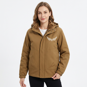 Veste marron pour homme avec doublure, logo brodé ailes, coupe-vent, décontractée, pour l'automne, fermeture éclair sur le devant - Product Image 4