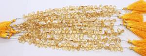 Natural Yellow Citrine Smooth Pear Shape Briolette 5x7-6x8MM Citrine Gemstone Beads 8 Inch Strand Premium Quality Citrine Beads - Product Image 4