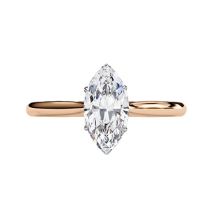 14K Rose Gold 0.80ct Marquise Lab Grown Diamond Solitaire Engagement <b>Ring</b>, E Color VVS, IGI Certified Six Prong <b>Fine</b> Jewelry - Product Image 1