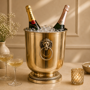 Crest Wave Cubitera de Latón para Champán, Enfriador de Vino Premium Hecho a Mano con Doble Asa, Enfriador de Hielo Duradero para Servicio en Bar - Product Image 3
