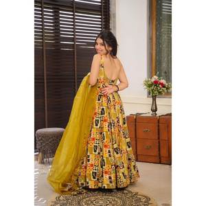 Vestido de diseñador Anarkali y Dupatta para fiesta-Talla XS - Product Image 2