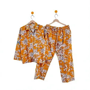 Conjunto de Pijama de Algodón 100% para Mujer, Estampado Animal, Manga Larga, Cuello Camisero, Suave, Ropa de Dormir Larga, Ropa Casual - Product Image 2