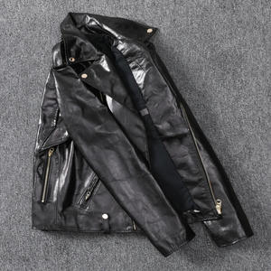 Blouson en cuir PU ajusté pour homme, tendance hiver, respirant, col montant oversize, designs OEM fins - Product Image 6