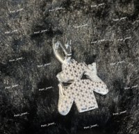 Pendentif Lapin Cartoon Personnalisé en Moissanite, Argent Sterling 925 Entièrement Sertie de Pierres, Breloque Hip Hop Rapper, Collier Émaillé pour Hommes, Bijoux