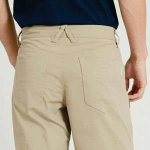 Men's Lightweight Cotton Oxford Trousers Mid Waist Casual Plain Dyed Breathable <b>Summer</b> <b>Pants</b> with Pockets Right Leg Logo - Product Image 5