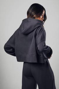 Sudadera con capucha corta de forro polar extragrande para mujer, con logo personalizado bordado, cremallera, suave y cómoda, diseño de bordado de chenilla, de secado rápido. - Product Image 4