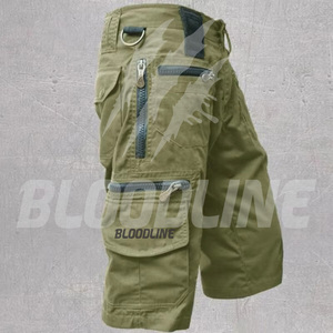 BLOODLINE INTERNATIONAL Short cargo pour homme, taille mi-haute, fermeture élastique, séchage rapide, tissu enduit PU, short décontracté, camouflage - Product Image 4