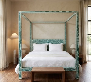 Cama con Dosel Decorativa de Madera, Cama de Piso con Panel Estampado, Muebles para Dormitorio - Product Image 1