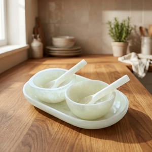 Service de table en résine marbrée bleue fait main avec bols, assiettes et cuillères – Style unique pour la maison, l'hôtel et le restaurant - Product Image 5