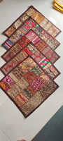 Sari indien ethnique vintage à motifs, patchwork brodé, fait main, écologique, fermeture éclair, 16x16 pouces, pour la maison, l'hôtel, le mariage