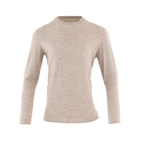 Solid Color Merino <b>Wool</b> Crew Neck Jersey T Shirt with Silk Screen Printing Premium Casual Wear - Product Image 1
