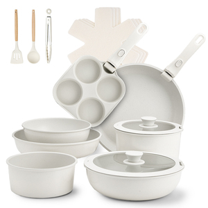 Elegant Granite Coated Non Stick Cookware Set Featuring Multi Size Frying Pans Stock <b>Pots</b> And Sauce Pans Heavy Duty - Product Image 1