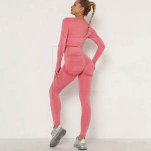 Sport Girls Seamed Fitness Sport Wear High Elastic Women Yoga Set High Gym Bra and Breathable Yoga <b>Leggings</b> Set - Product Image 3