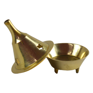 Quemador de Incienso Decorativo de Latón con Diseño Metálico, Acabado Dorado, Porta Incienso de Diseño Estándar Indio - Product Image 3