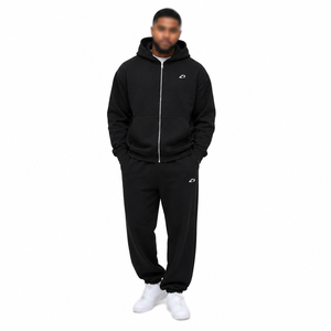 Survêtement en coton pour hommes de haute qualité, vente en gros, avec logo frontal, style streetwear, deux pièces, sweats à capuche et pulls zippés, fabrication sur mesure - Product Image 1