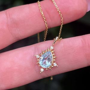 จี้รูปหยดน้ำทรงมรกตประดับอะความารีนแบบวินเทจ พร้อมสร้อยคอเงินแท้ 925 ชุบทอง 14K ได้รับการรับรองจาก IGI  หินประจำเดือนมีนาคม - Product Image 2